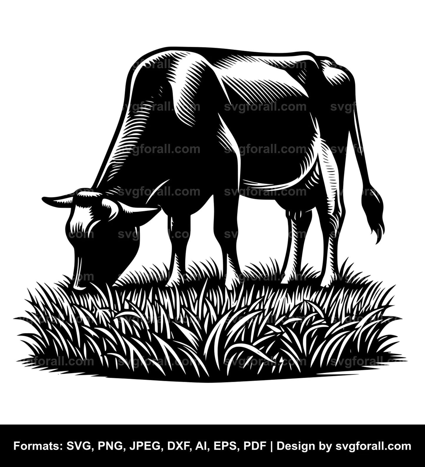 Cow Eating Grass SVG Clipart