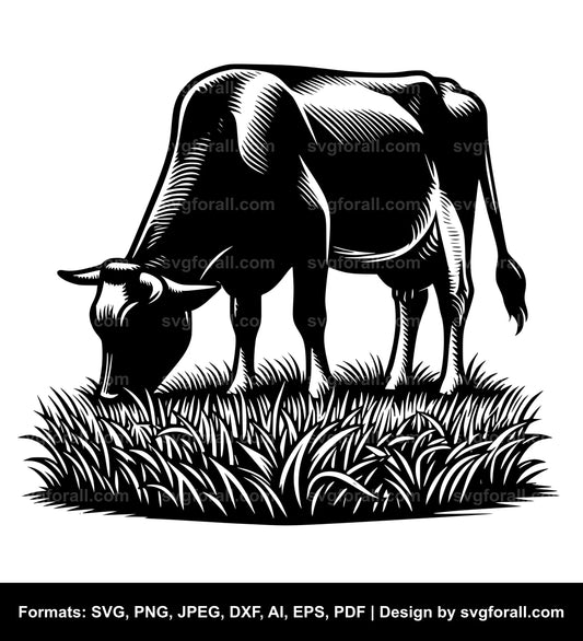 Cow Eating Grass SVG Clipart