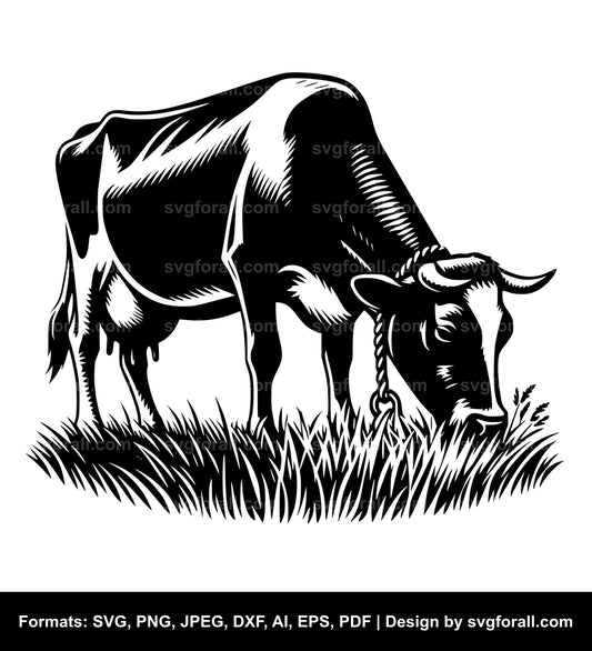 Cow Eating Grass SVG Cut File