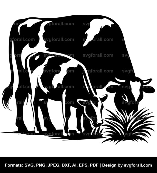 Cow Eating Grass SVG Design