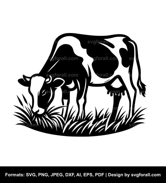 Cow Eating Grass SVG File