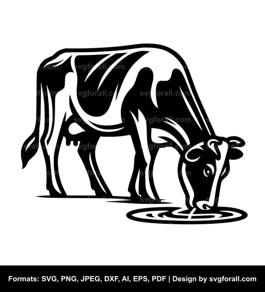 Cow Eating Grass SVG Vector