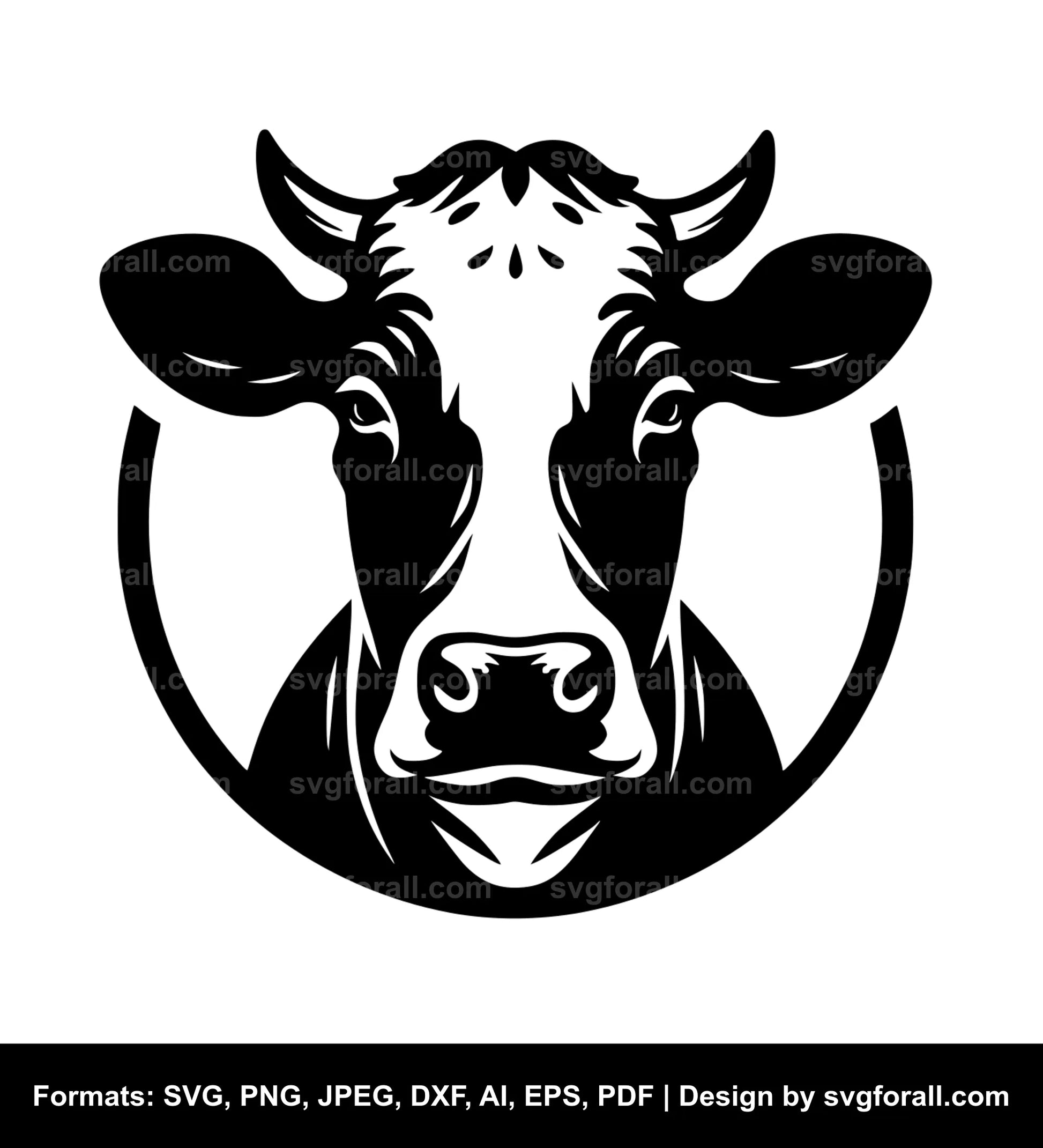 Cow Face Black SVG