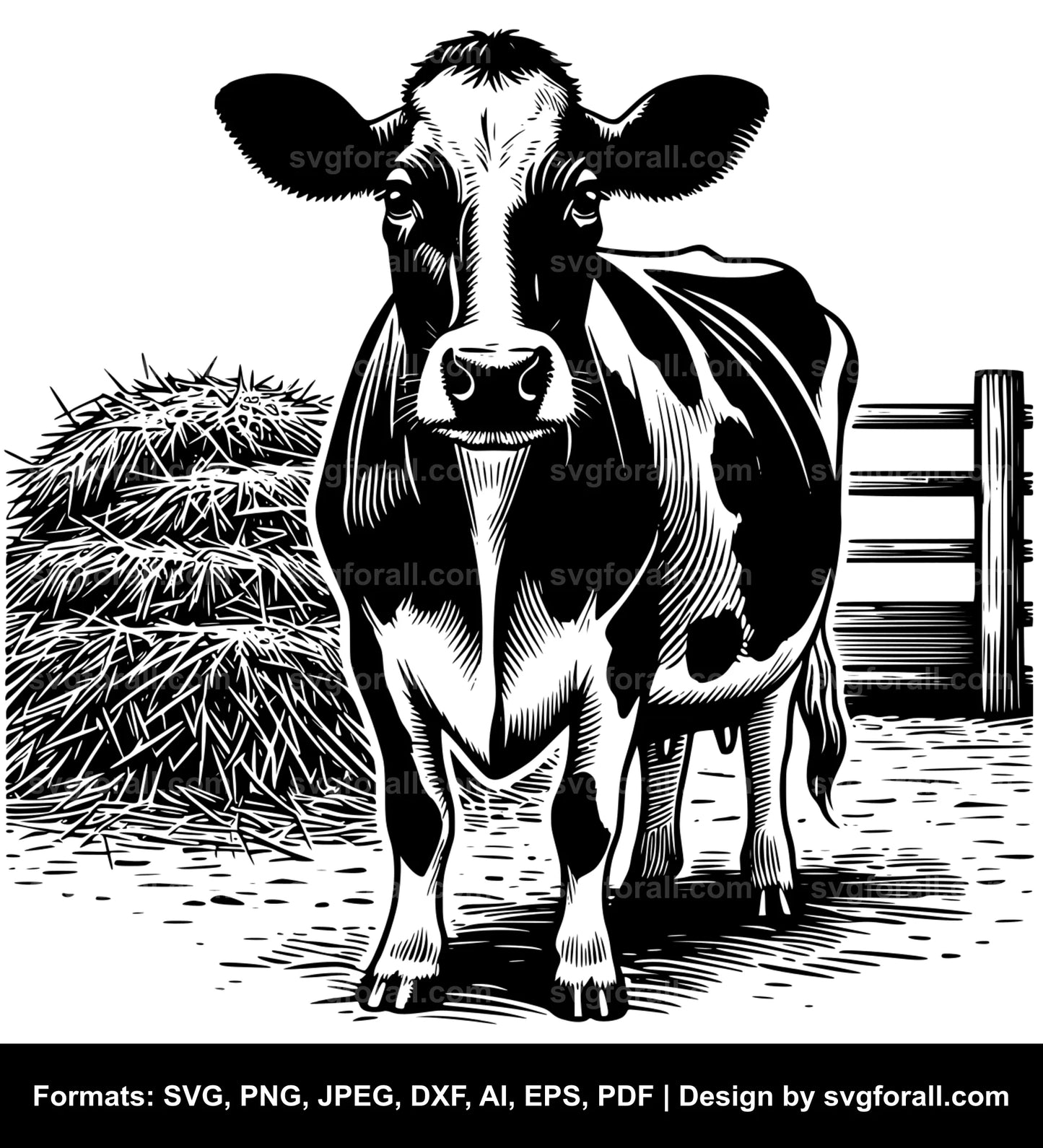 Cow In Farm Black SVG