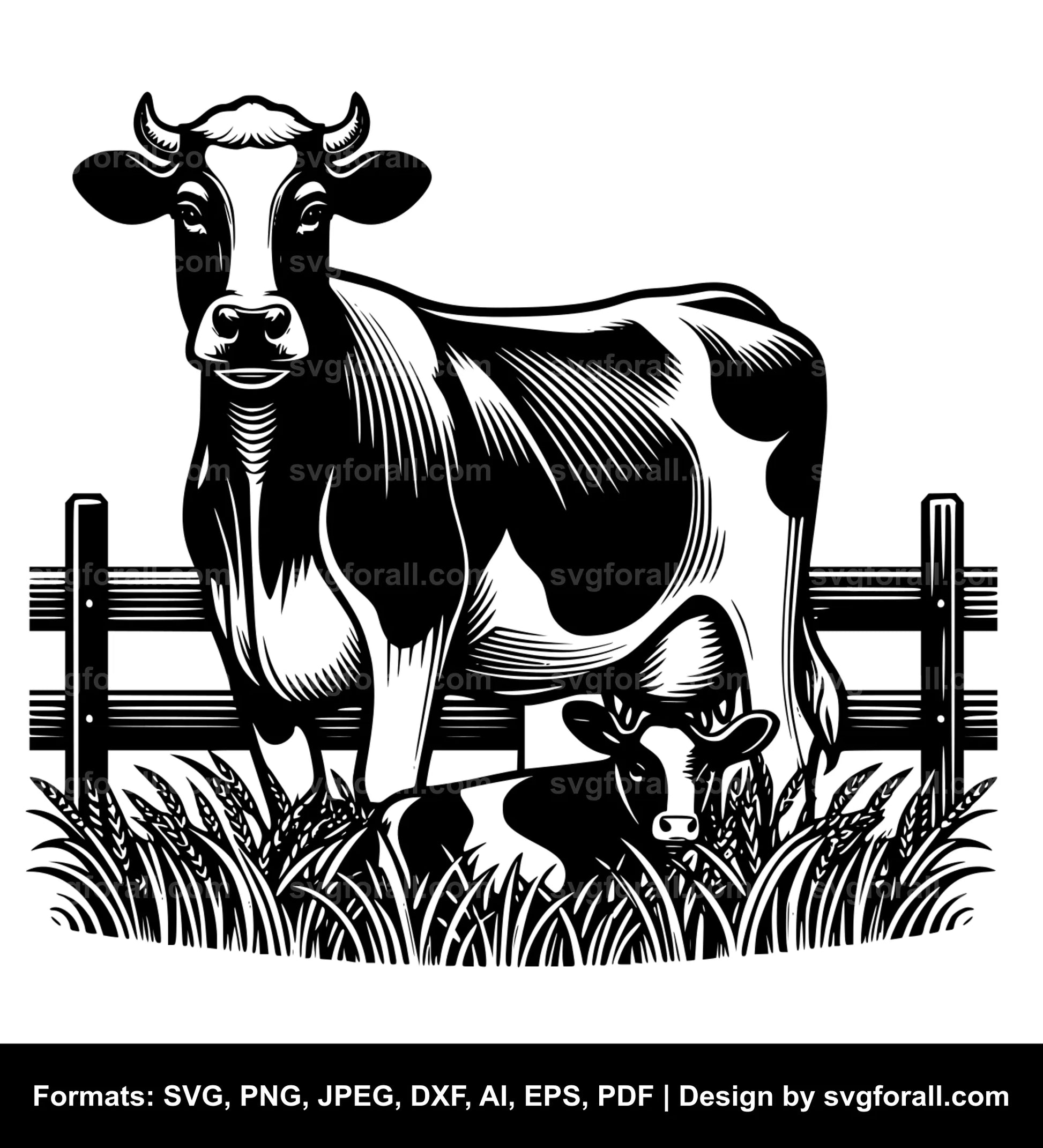 Cow In Farm SVG Design