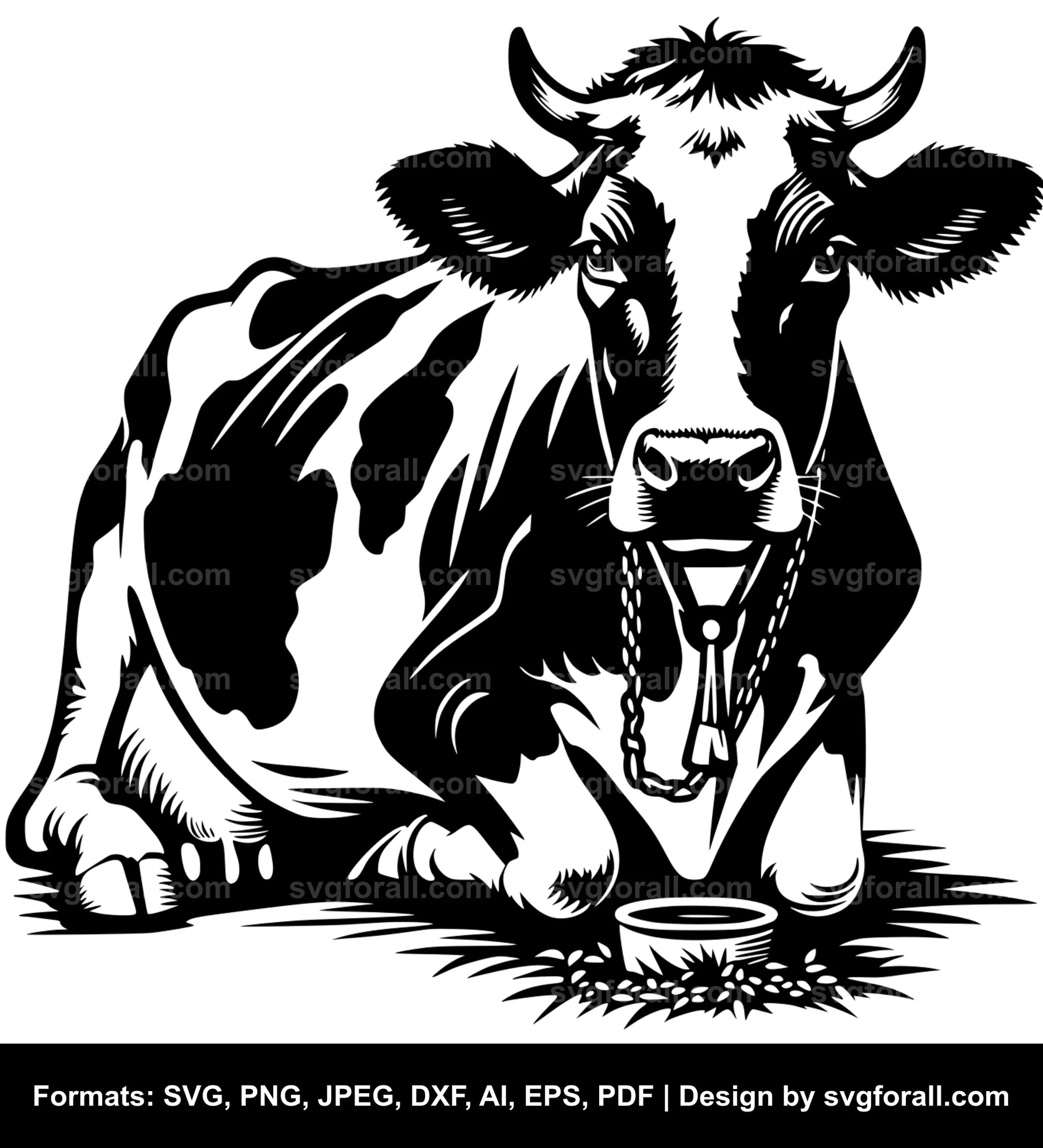 Cow In Farm Vector SVG