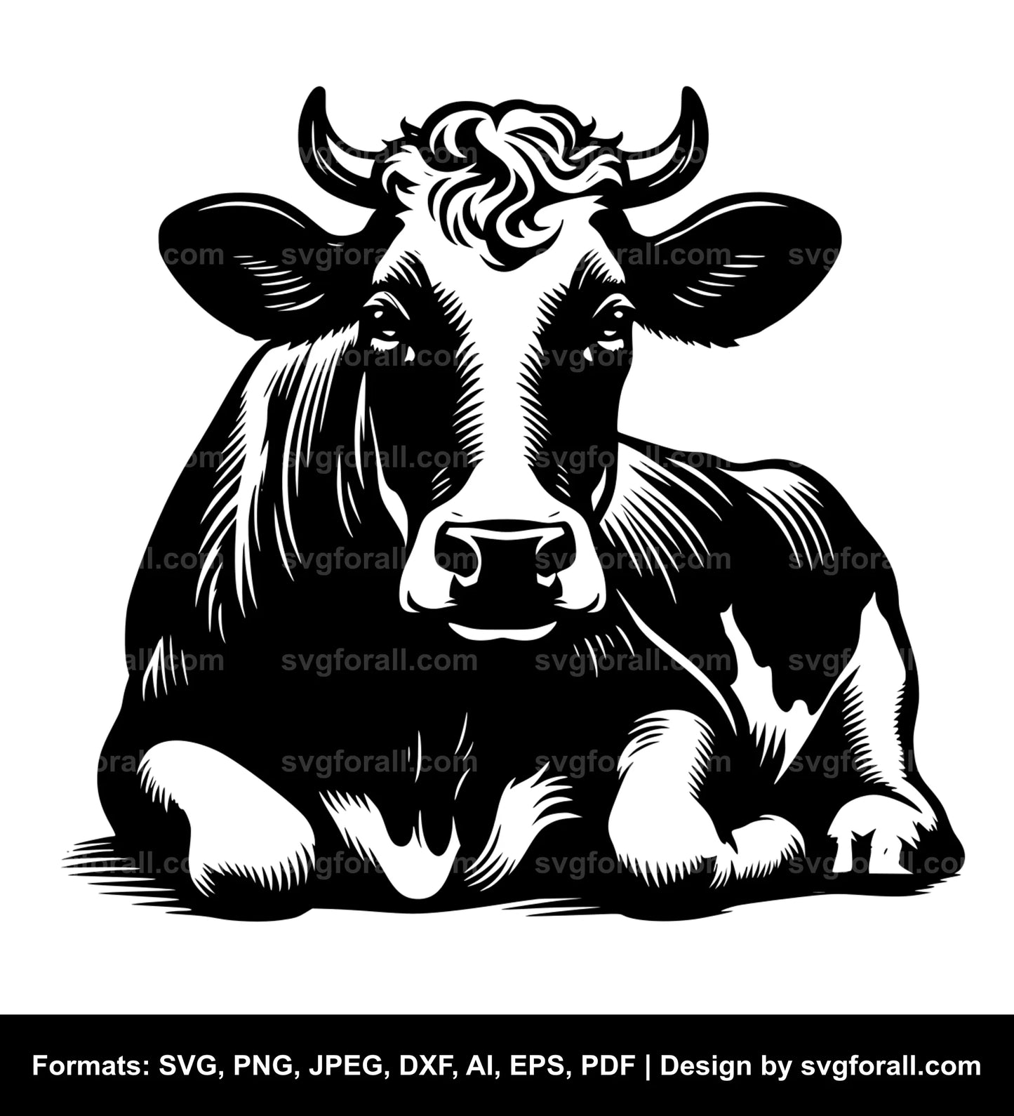 Cow Lying Down Black SVG