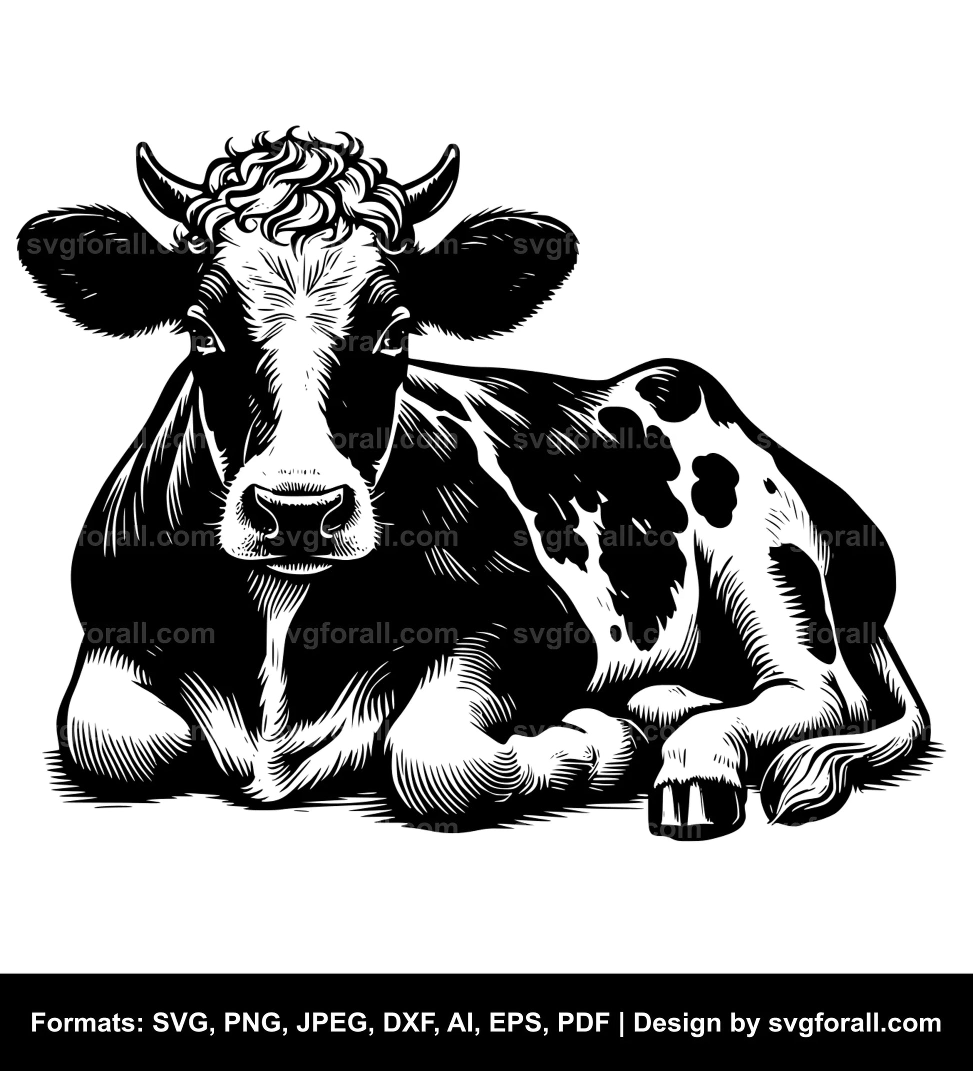 Cow Lying Down SVG Vector