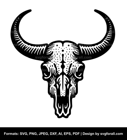 Cow Skull With Horn Black SVG