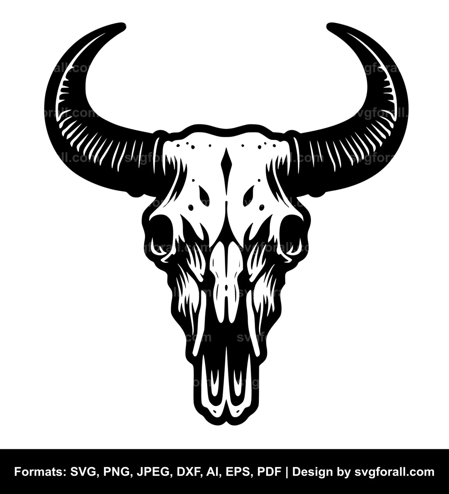 Cow Skull With Horn SVG File