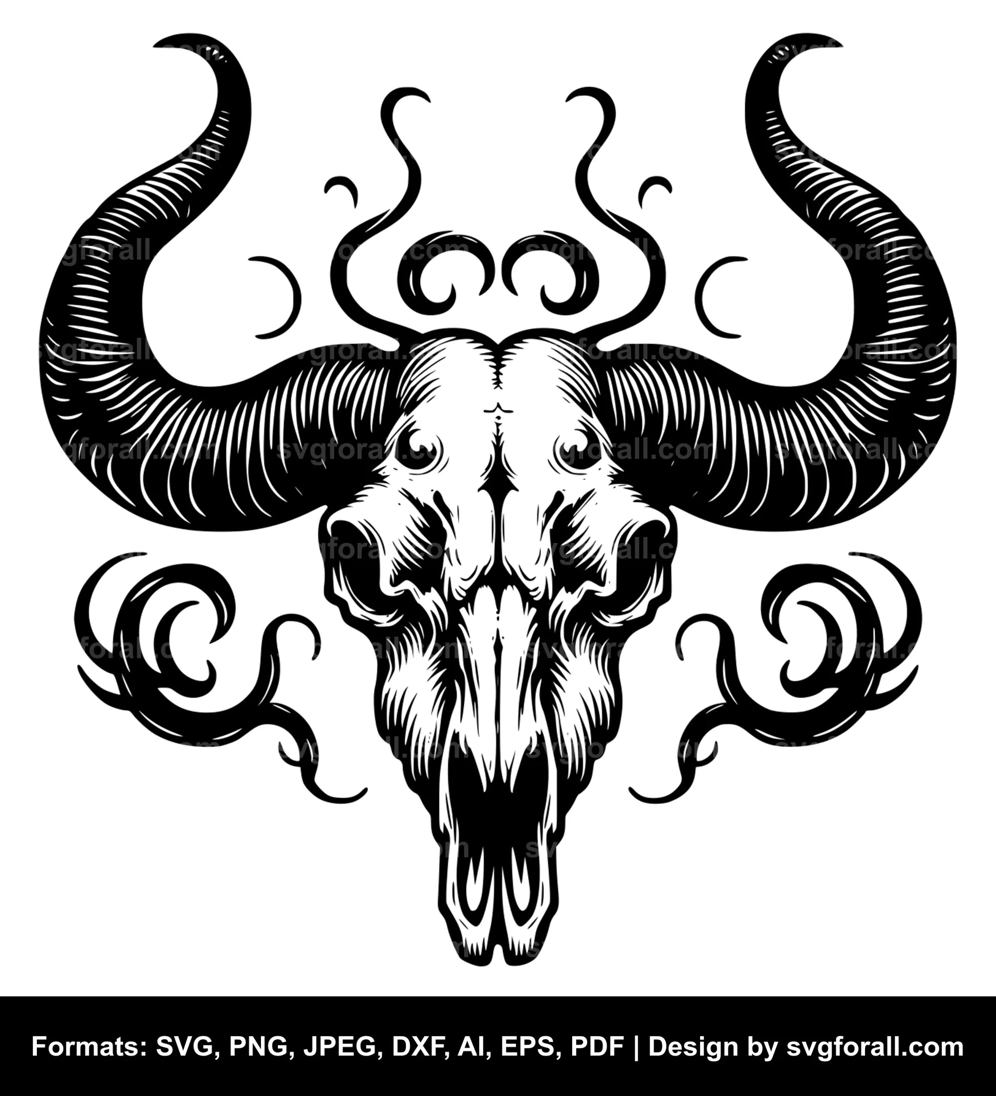 Cow Skull With Horn SVG Vector