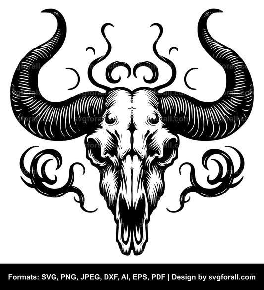 Cow Skull With Horn SVG Vector