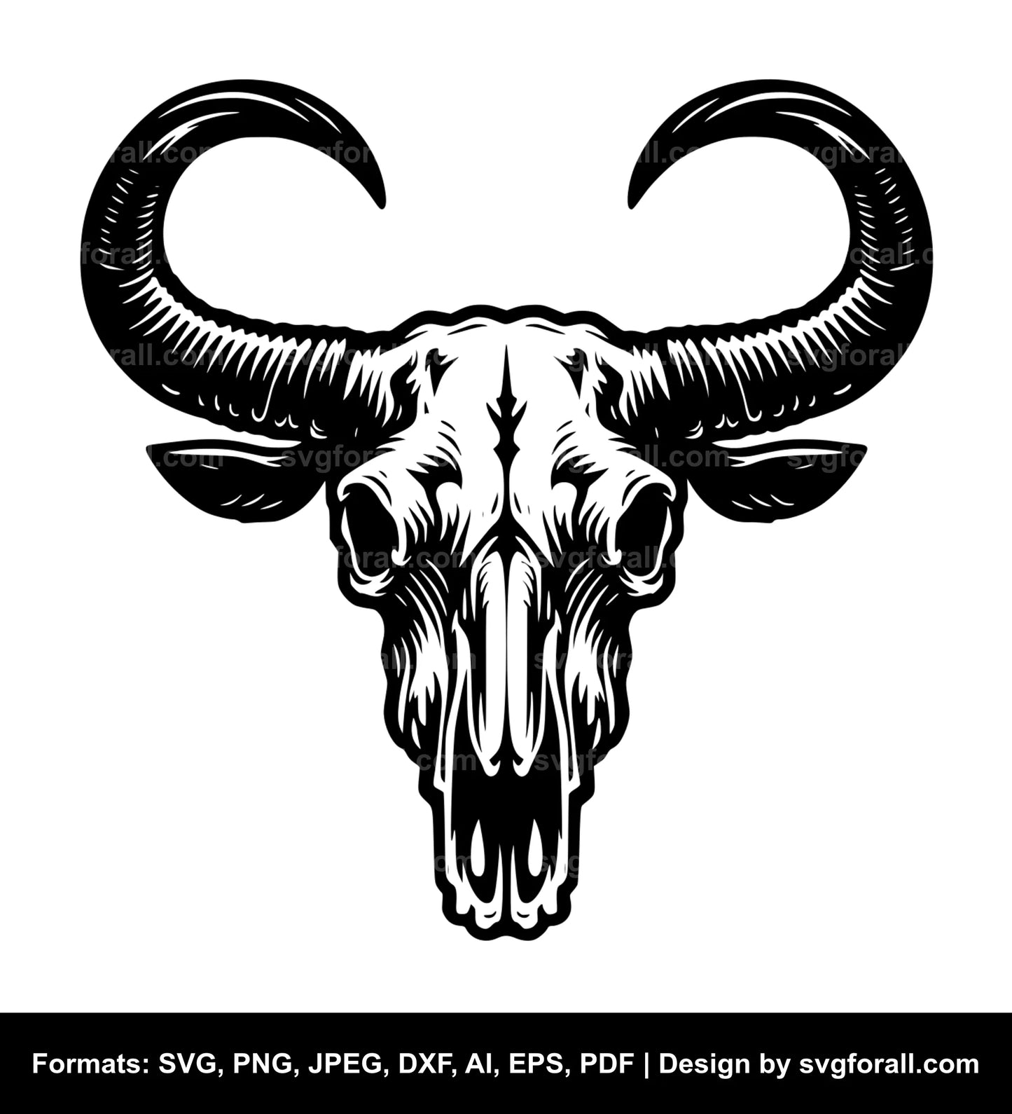 Cow Skull With Horn Vector SVG