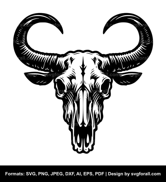 Cow Skull With Horn Vector SVG