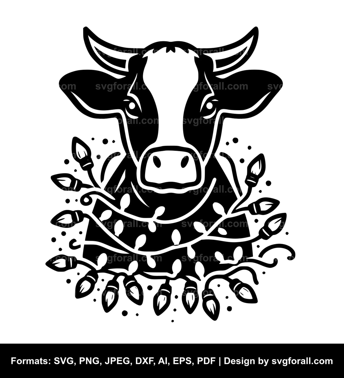 Cow With Christmas Lights SVG