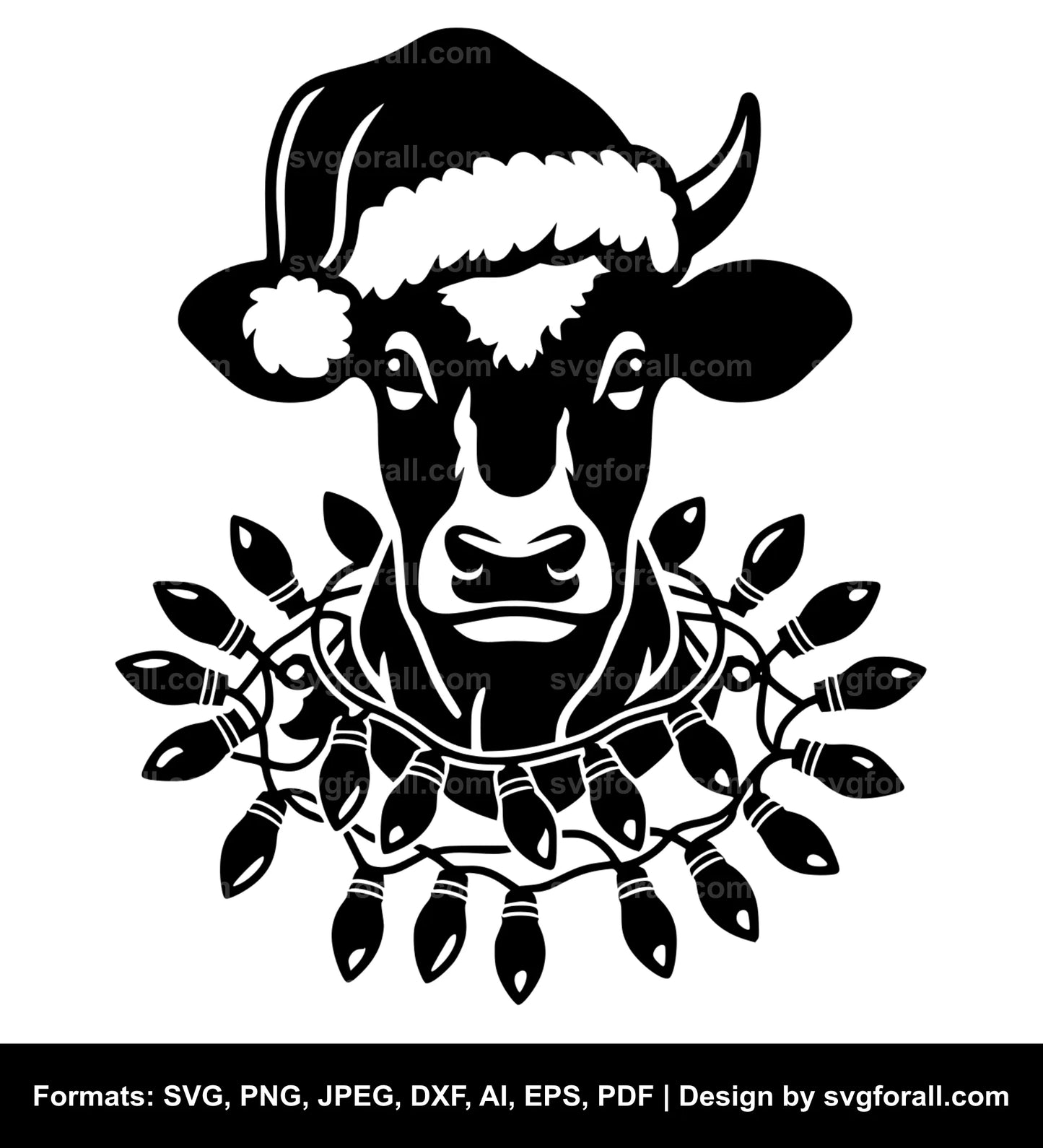 Cow With Christmas Lights SVG Vector