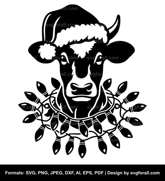 Cow With Christmas Lights SVG Vector