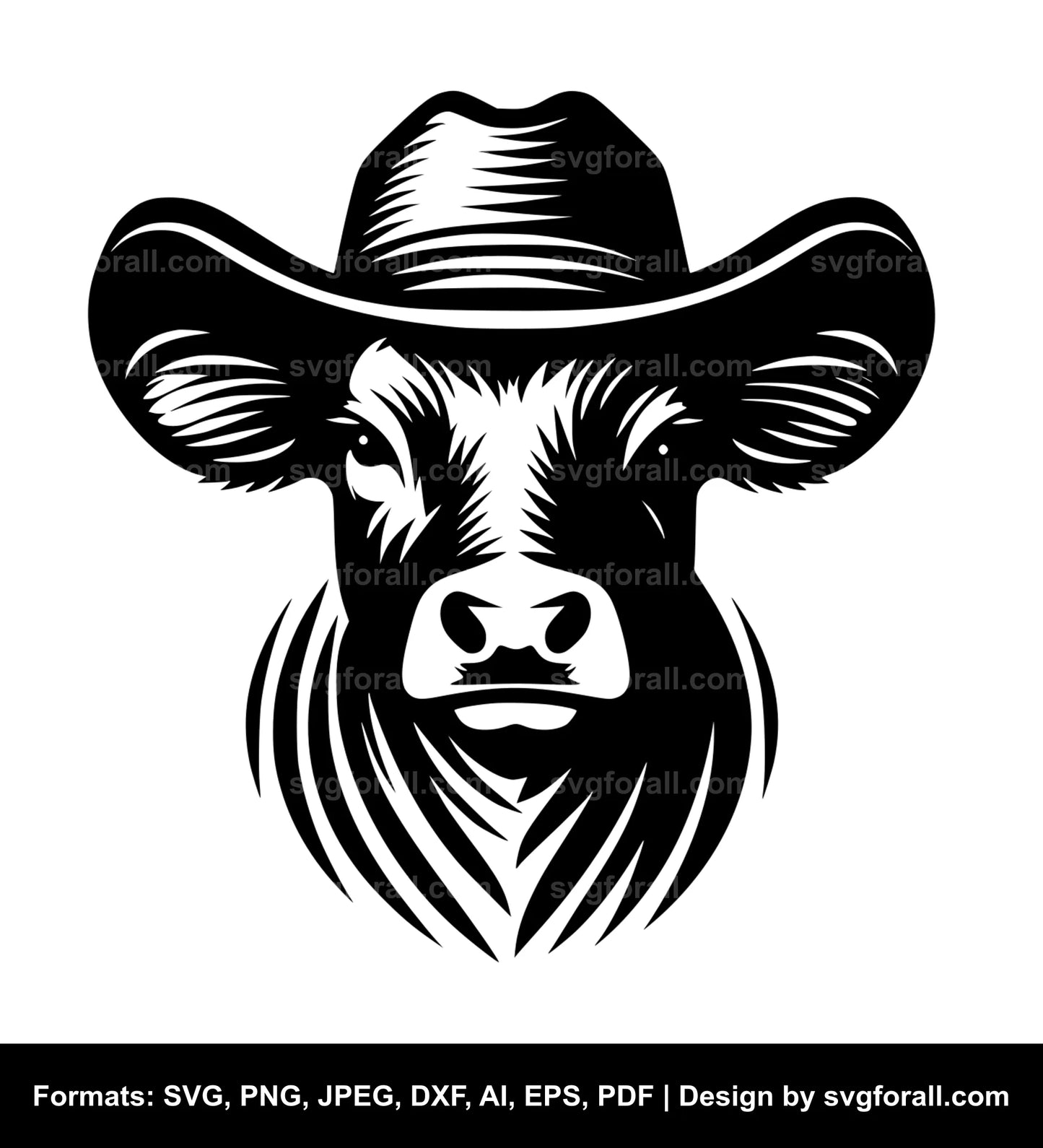 Cow With Cowboy Hat Cricut SVG