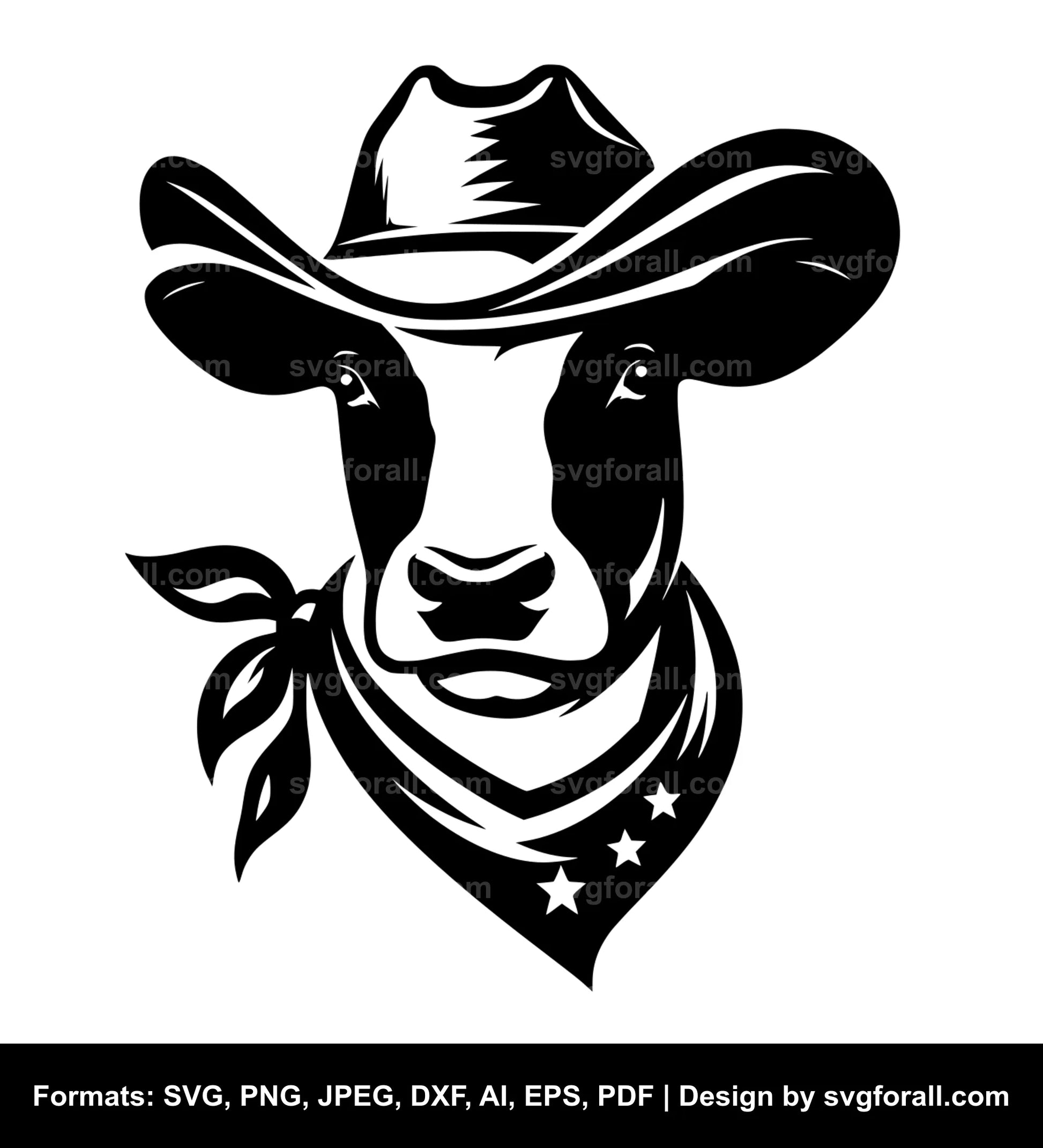 Cow With Cowboy Hat SVG