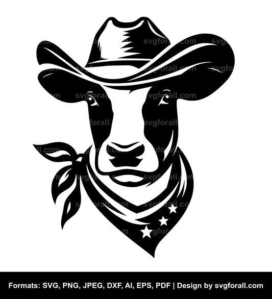 Cow With Cowboy Hat SVG