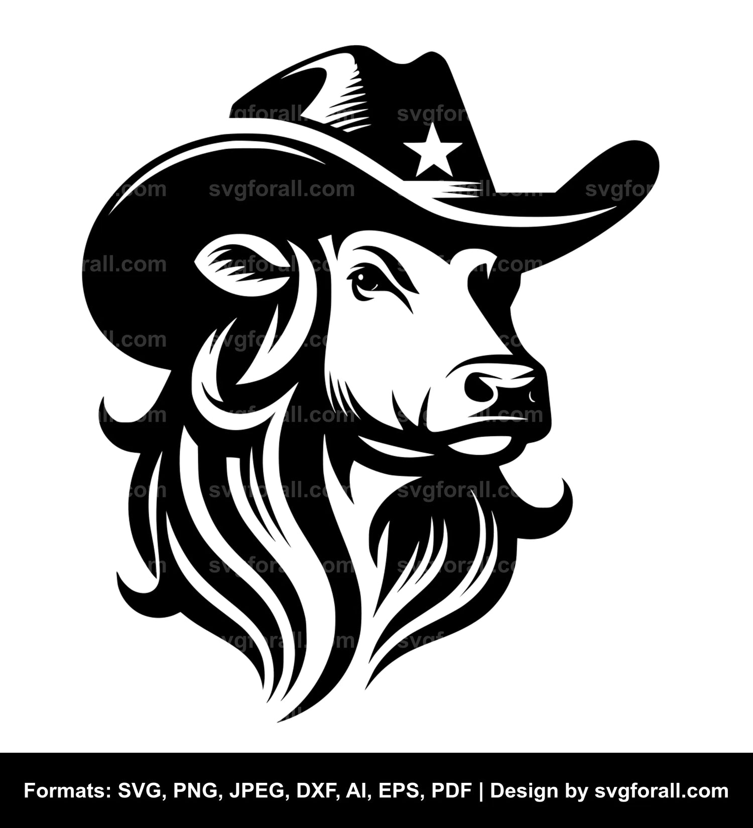 Cow With Cowboy Hat SVG Design