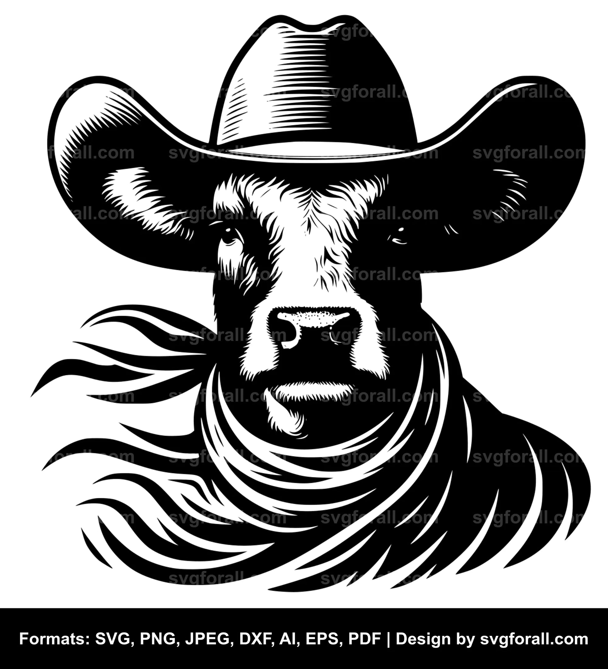 Cow With Cowboy Hat SVG PNG