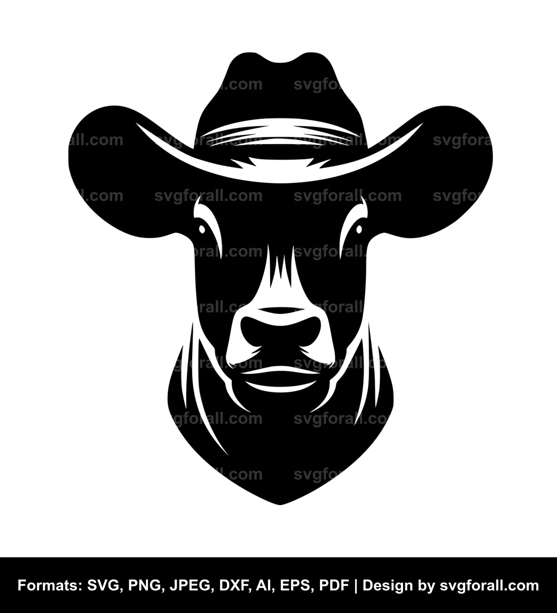 Cow With Cowboy Hat SVG Vector