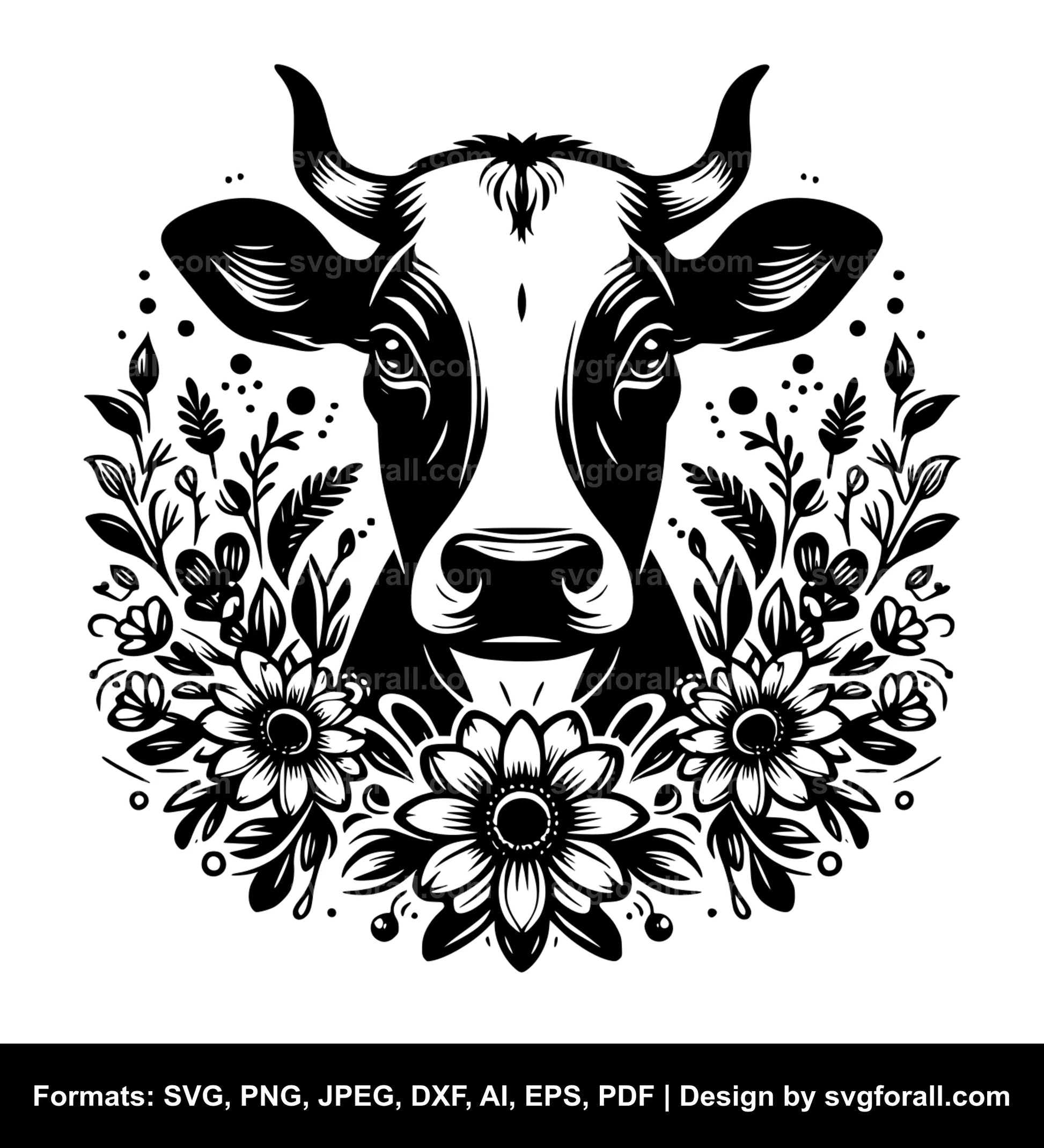 Cow With Flowers Cricut SVG