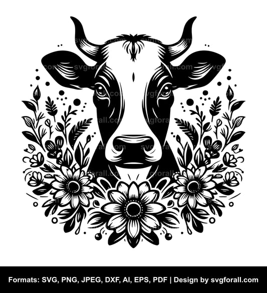 Cow With Flowers Cricut SVG