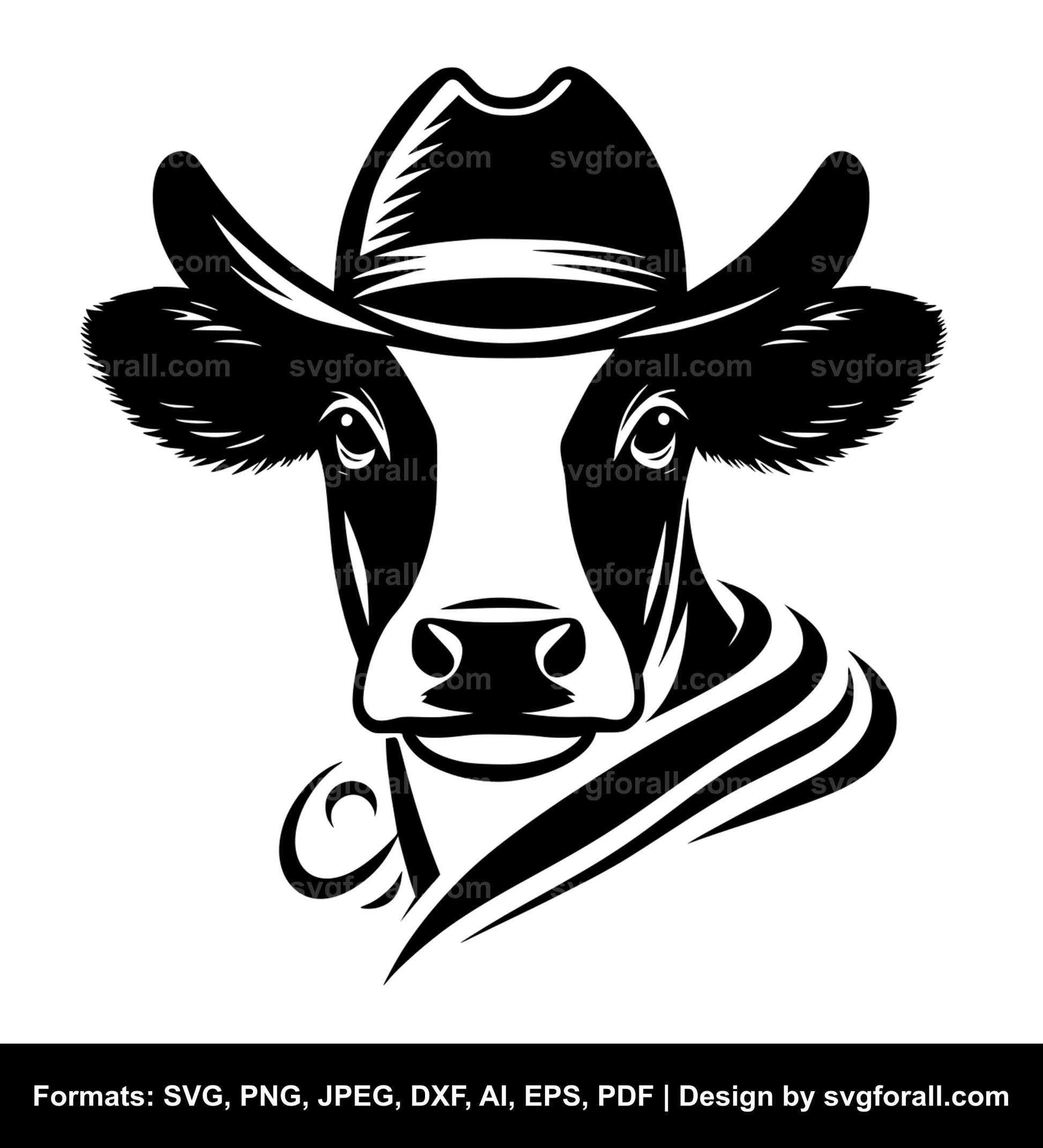 Cow With Hat Black SVG