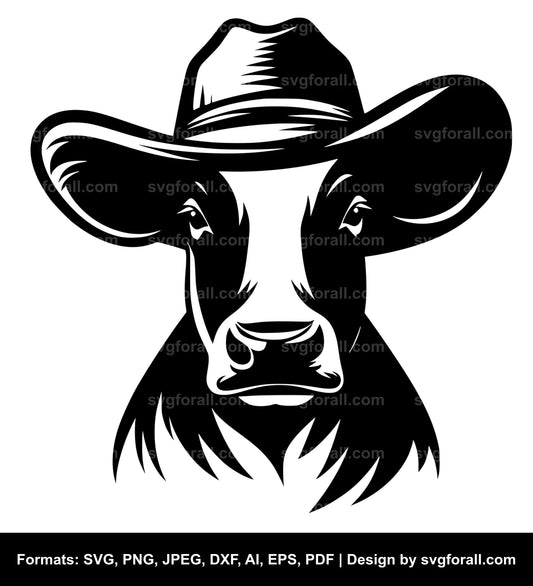 Cow With Hat SVG Vector