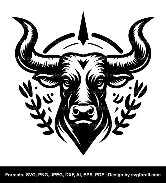 Cow With Horn Black SVG