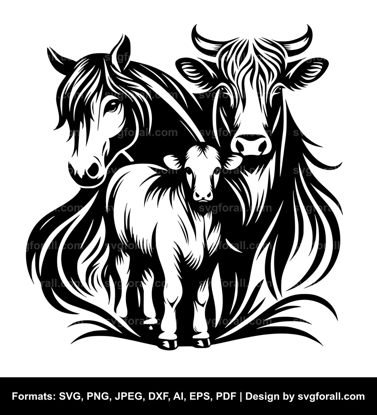 Cow With Horse Vector SVG