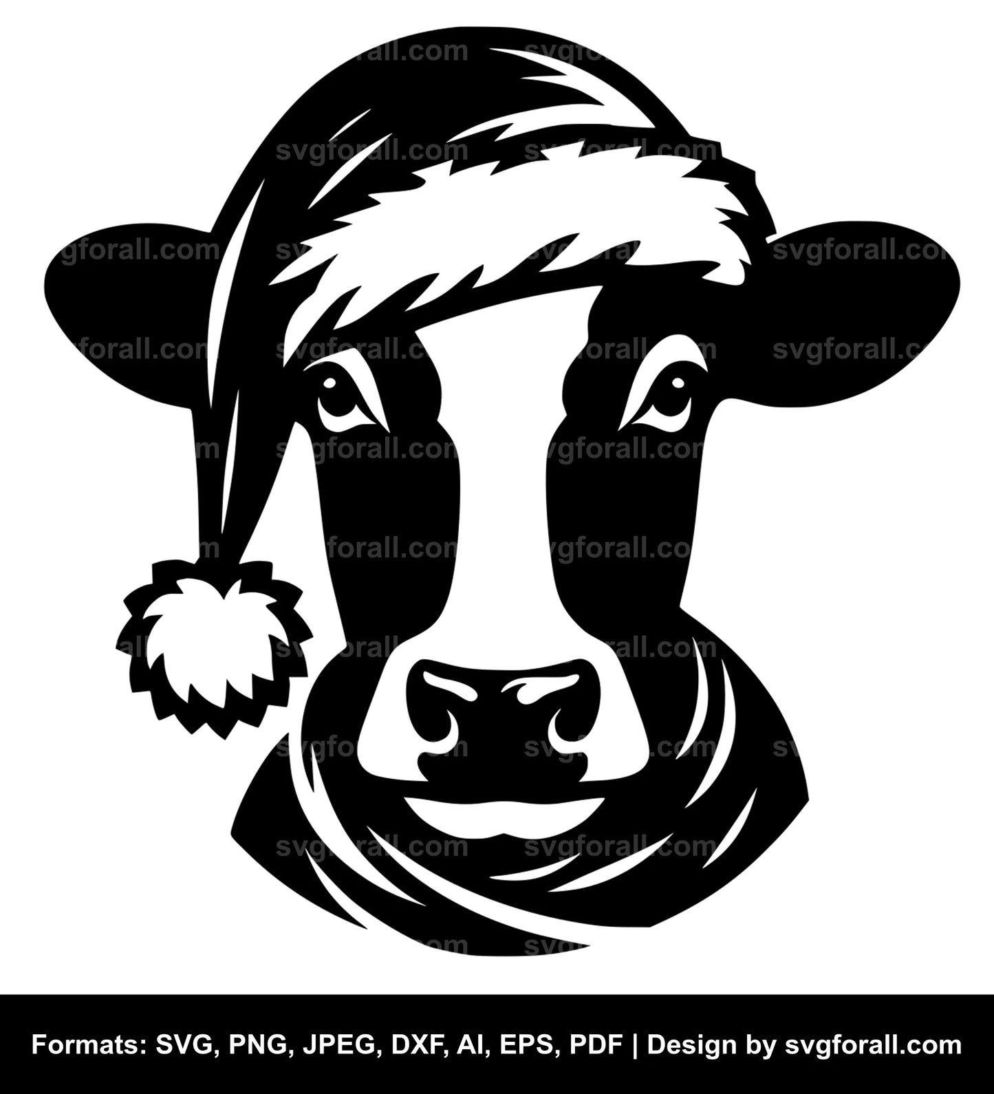 Cow With Santa Hat Cricut SVG