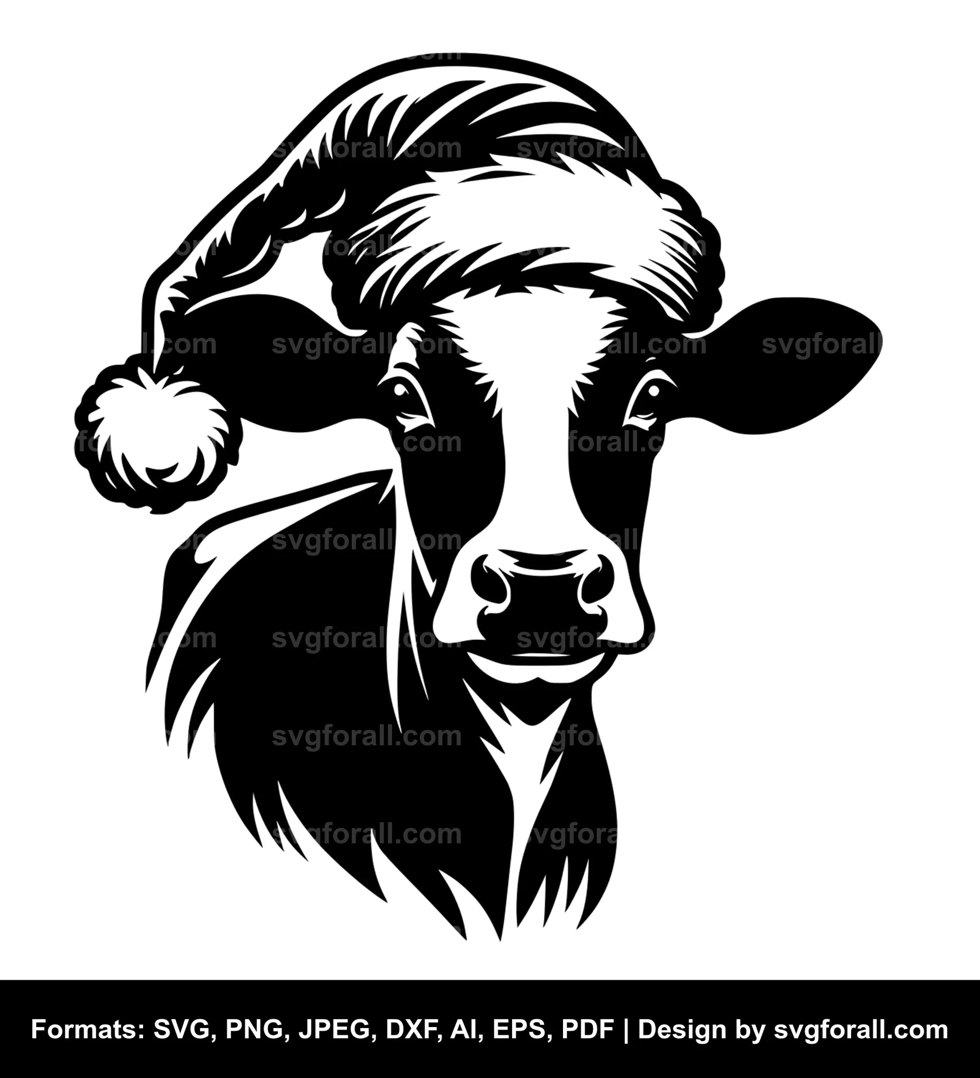 Cow With Santa Hat SVG