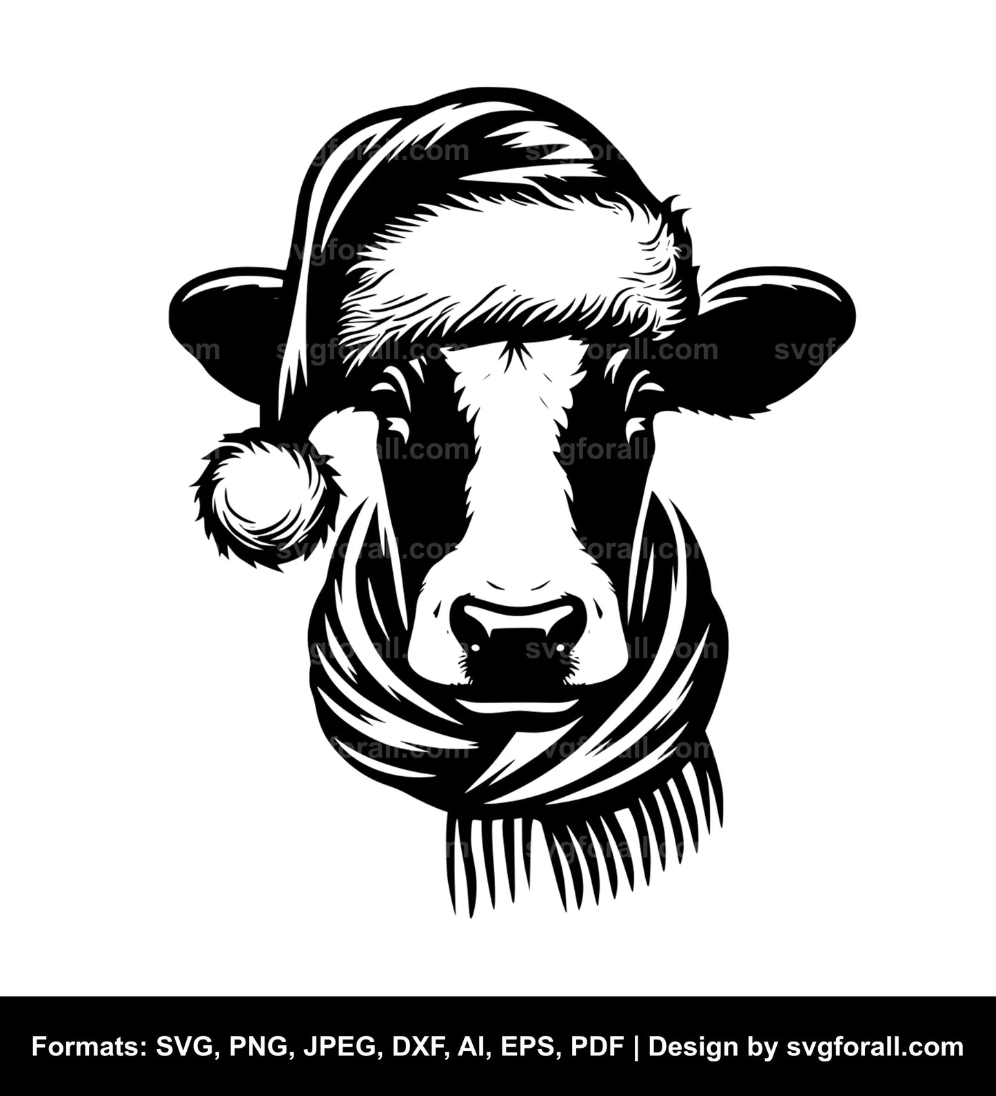 Cow With Santa Hat SVG PNG