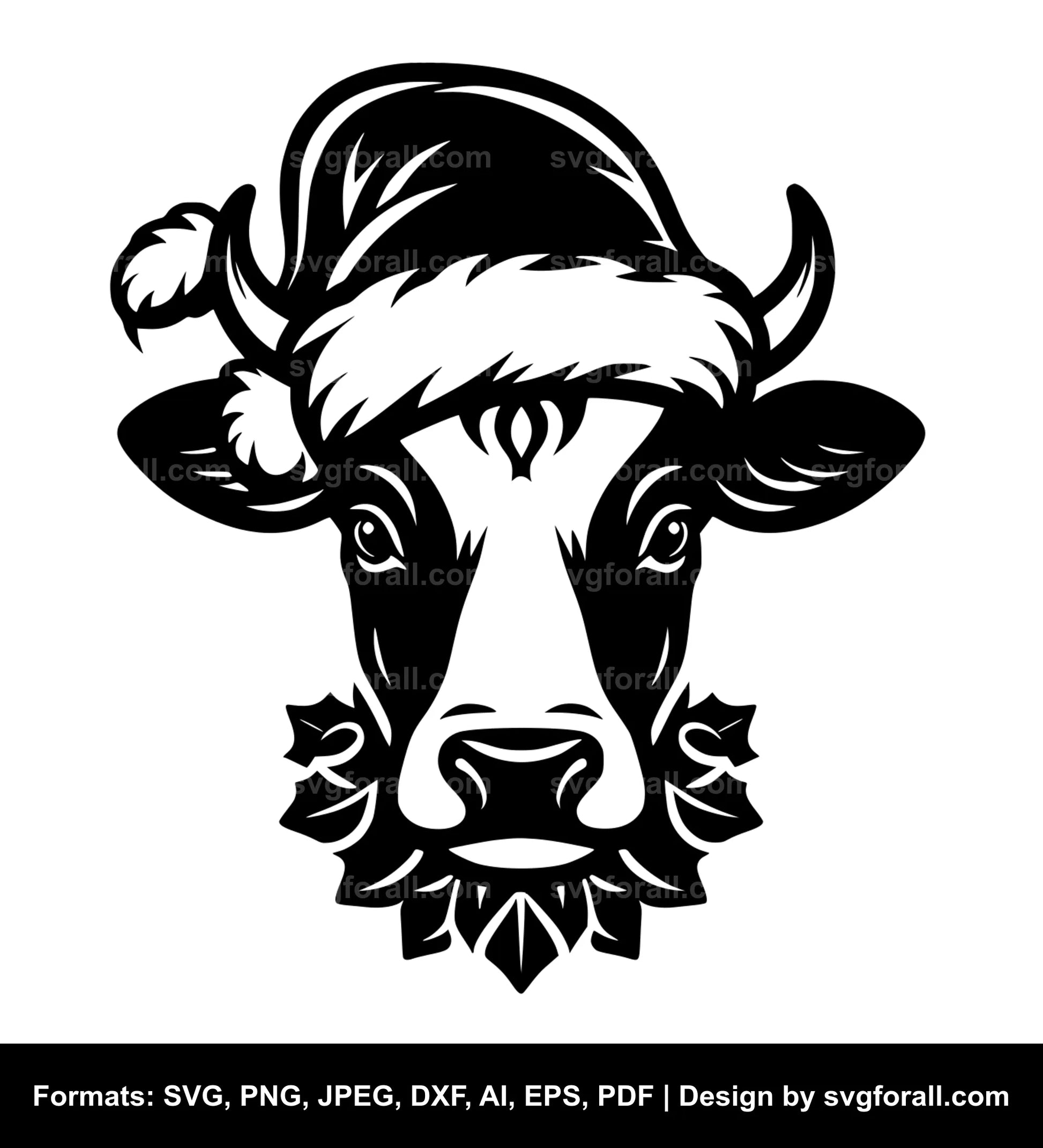 Cow With Santa Hat SVG Vector