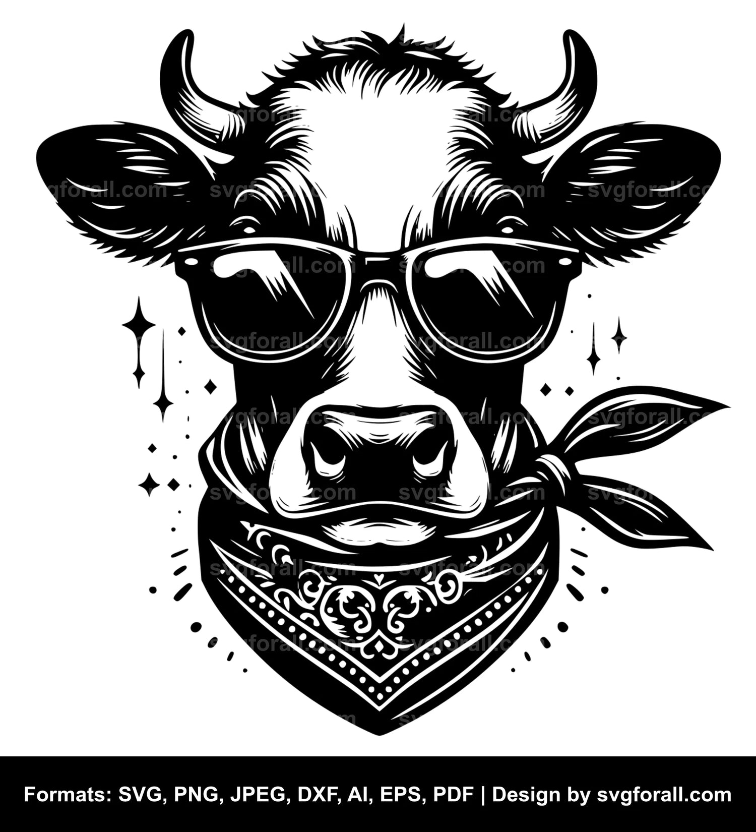 Cow With Sunglasses SVG Design