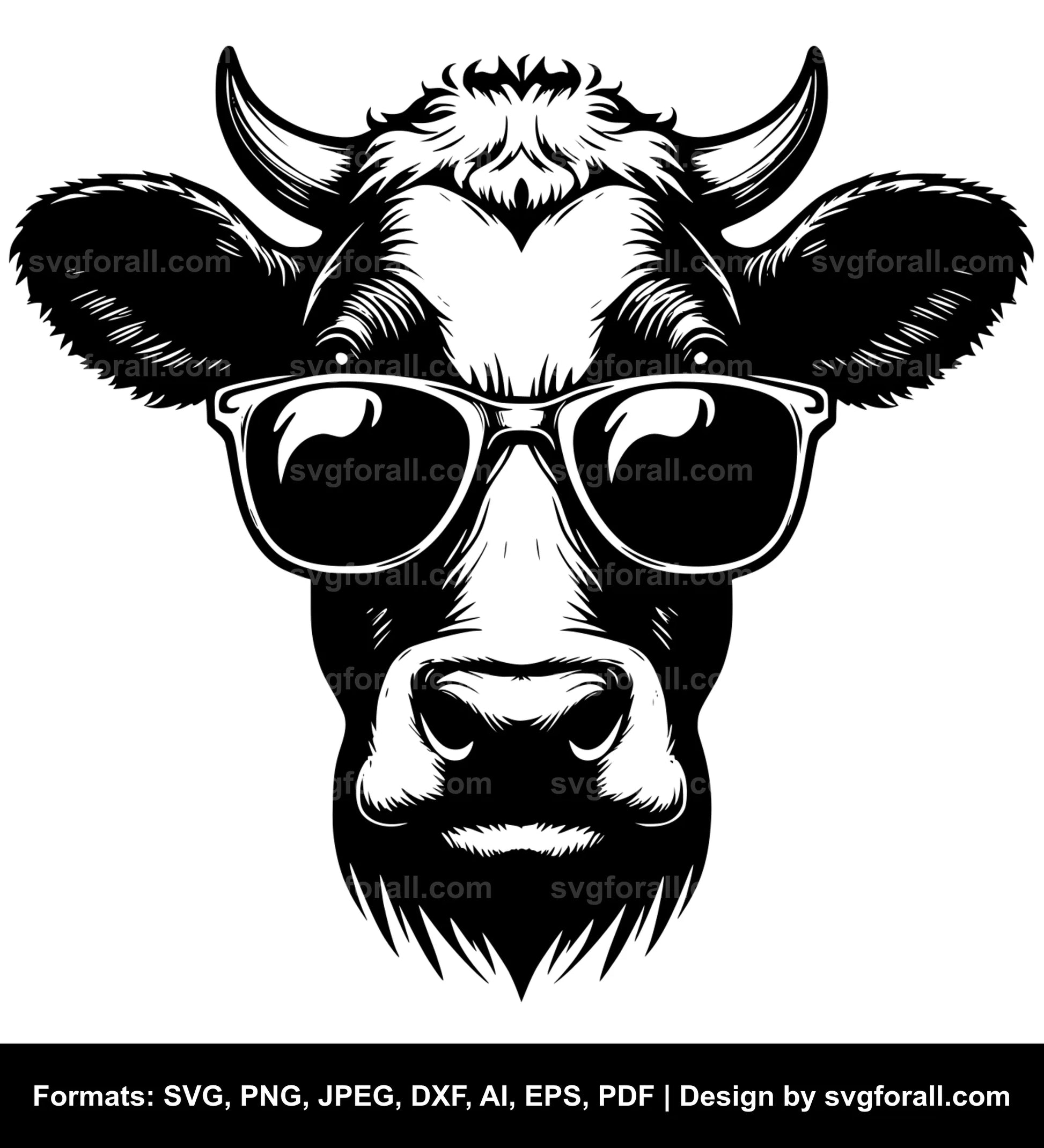 Cow With Sunglasses SVG File