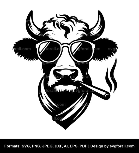 Cow With Sunglasses SVG Vector