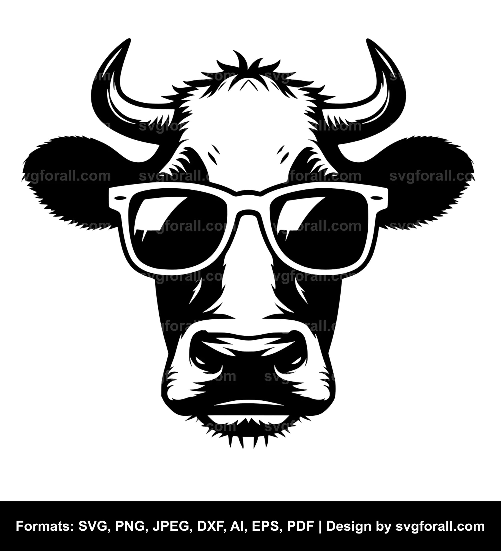 Cow With Sunglasses Vector SVG