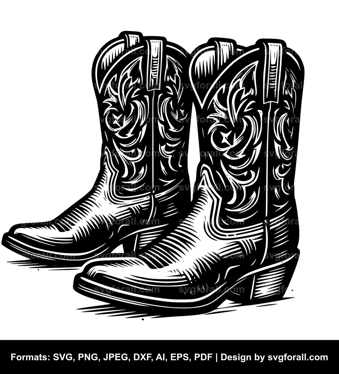 Cowboy Boots Black SVG