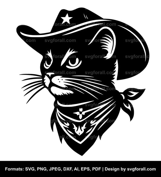 Cowboy Cat Black SVG