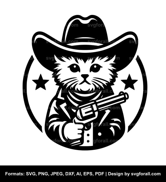 Cowboy Cat SVG Vector