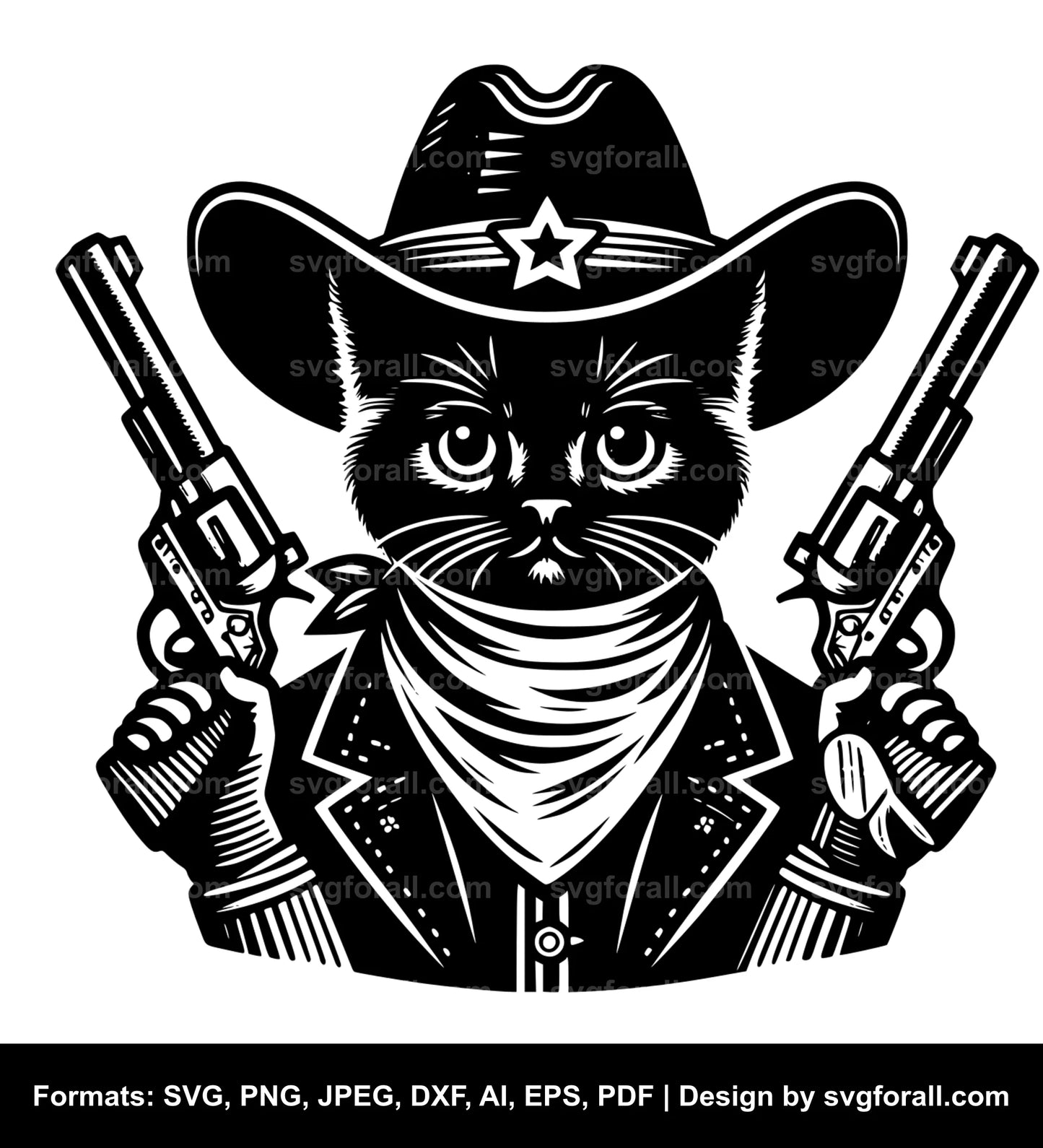 Cowboy Cat Vector SVG