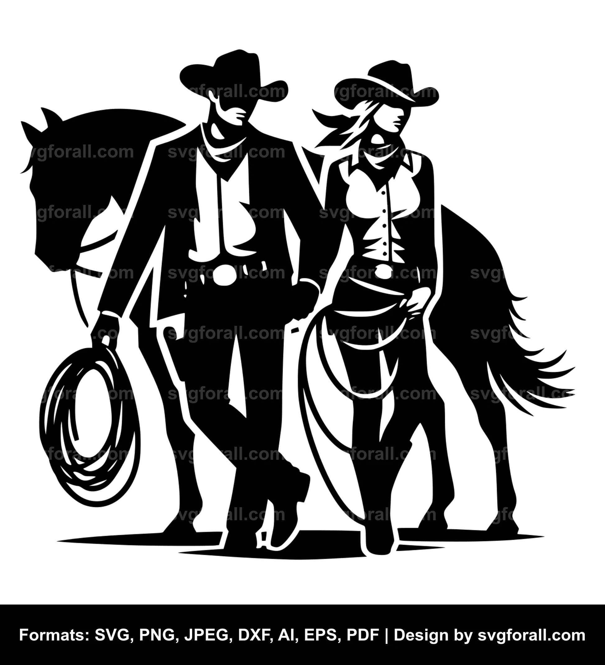 Cowboy Couple SVG PNG