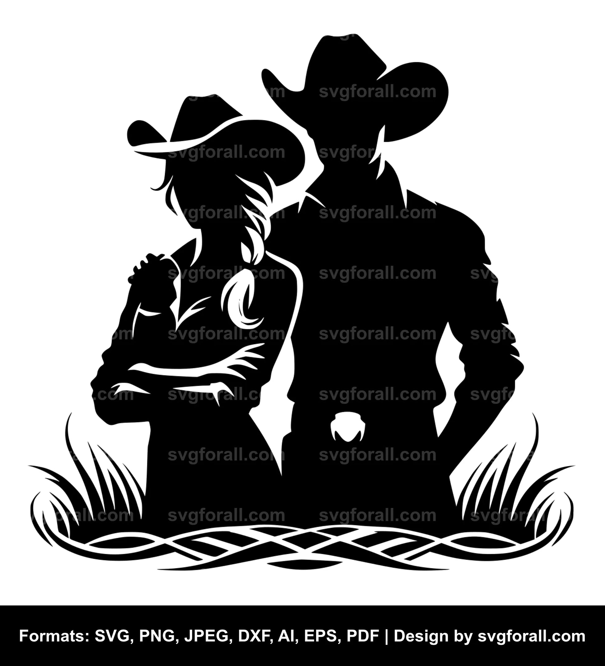 Cowboy Couple SVG Vector