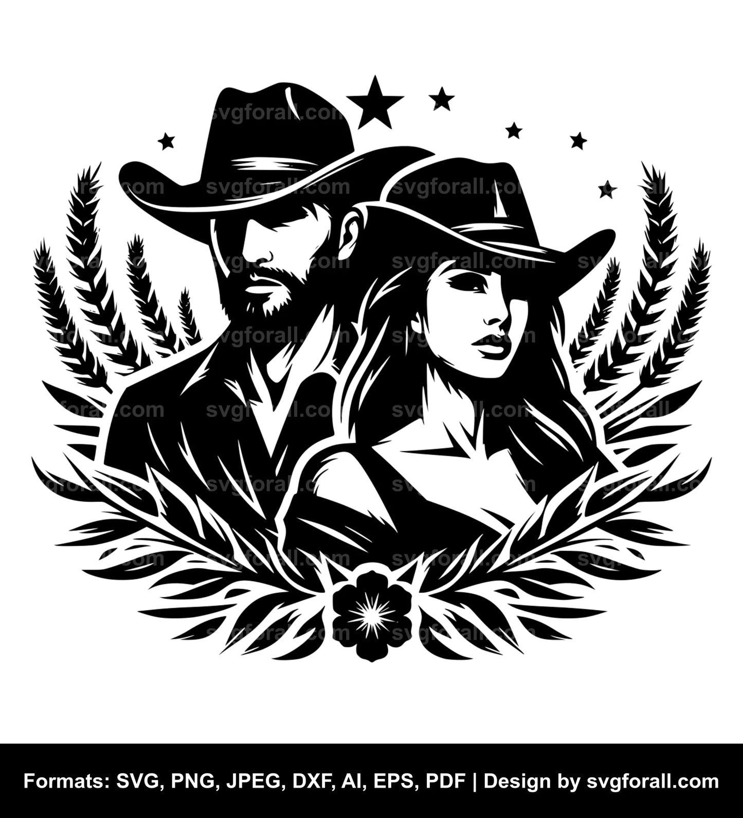 Cowboy Couple Vector SVG