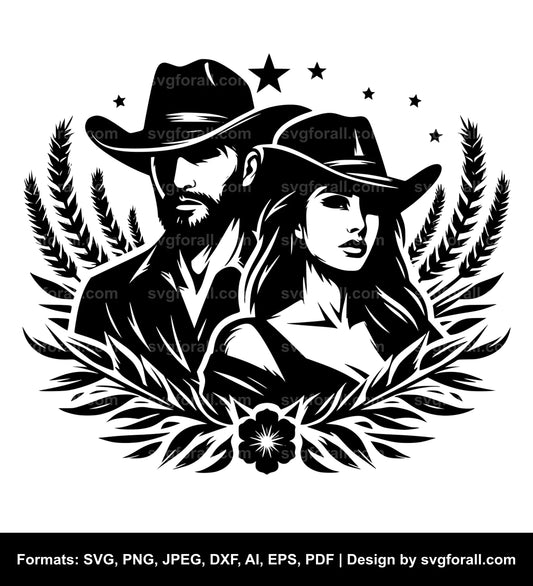 Cowboy Couple Vector SVG