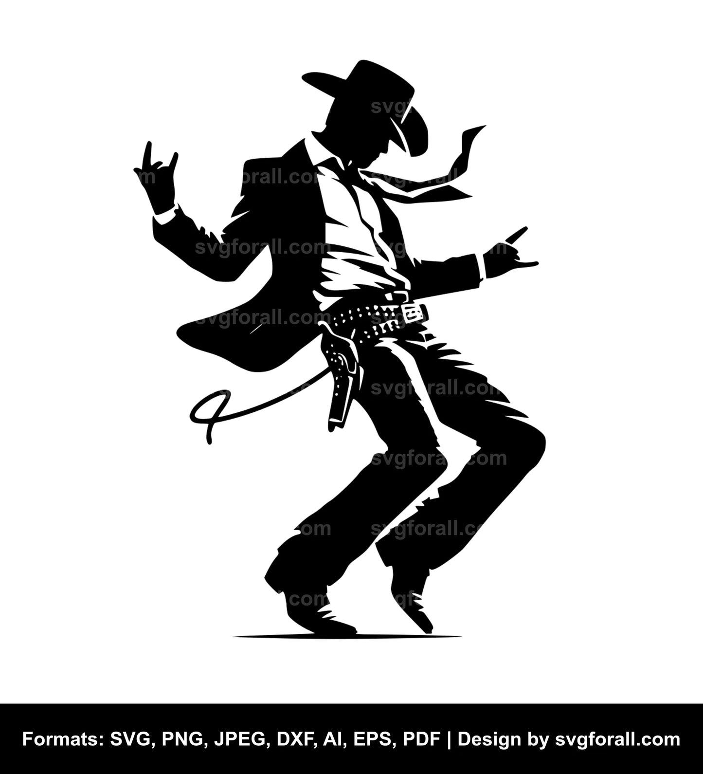 Cowboy Dancing Black SVG